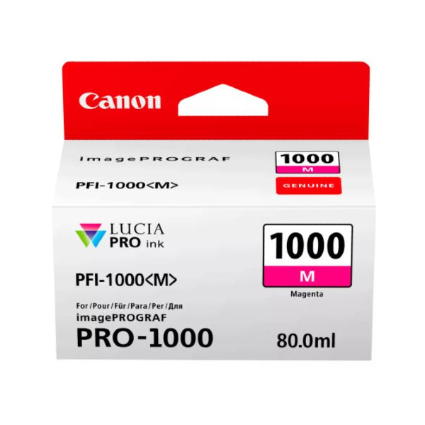 Canon Cartuccia Inchiostro Magenta M PFI-1000 x Stampante Canon ImagePrograf PRO-1000 Canon Cartuccia Inchiostro Magenta M PFI-1000 x Stampante Canon ImagePrograf PRO-1000